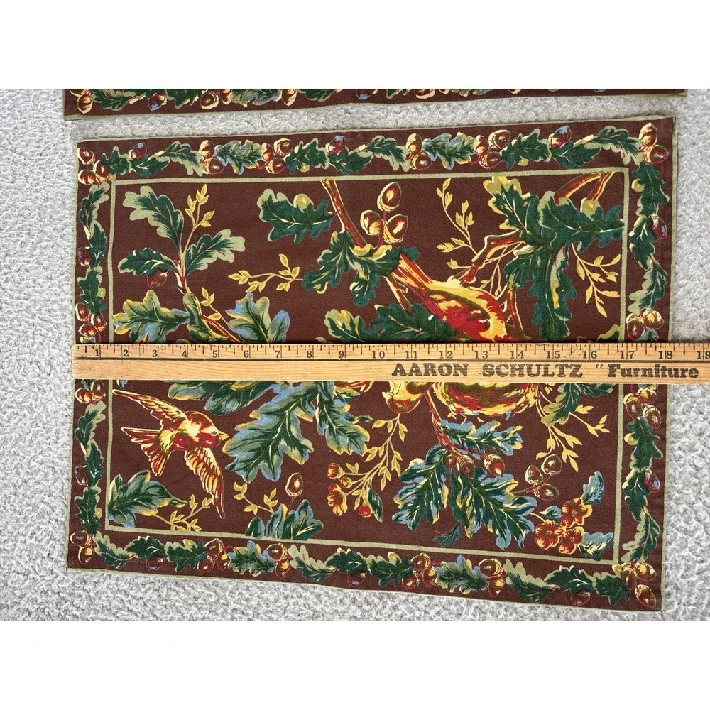 Set Of 3 April Cornell Cotton Placemats Birds Fall Autumn Chocolate Brown Cotton